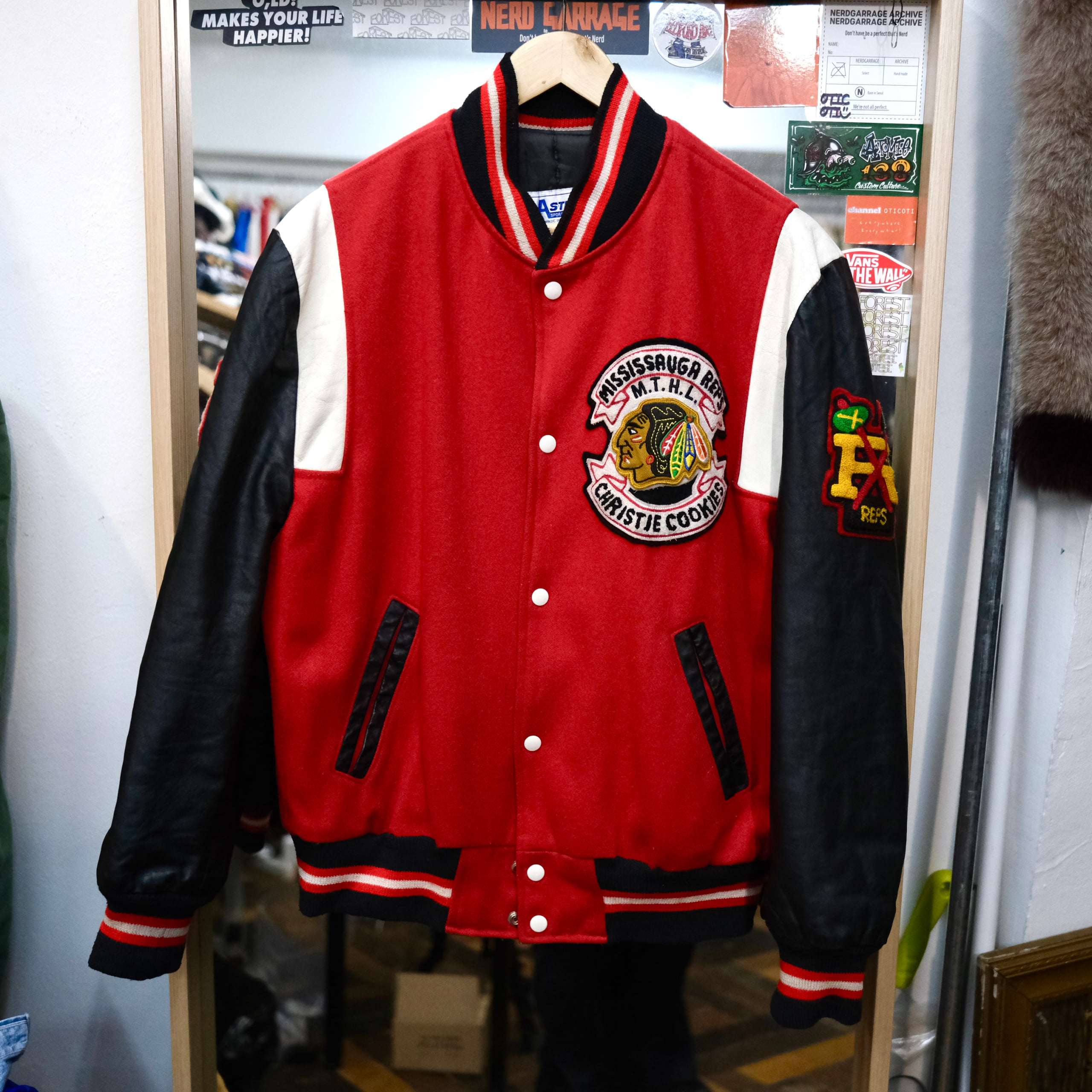 Astro sports wear varsity jacket RED/BLACK