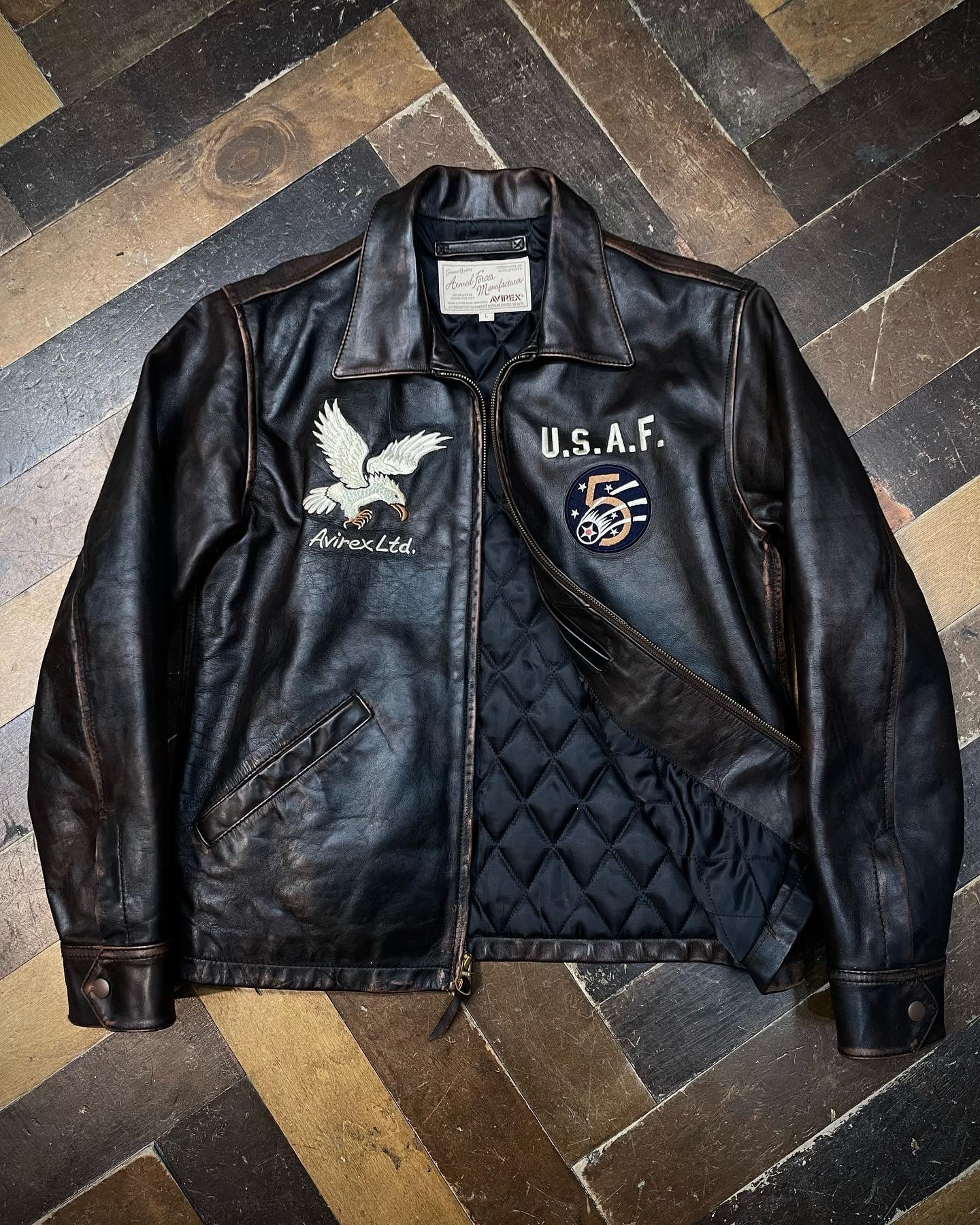 Avirex Single Leather Jacket L Size