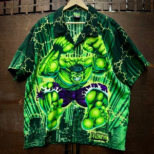 Vintage 2002 The Incredible Hulk All Over Print Button Up Shirts XL